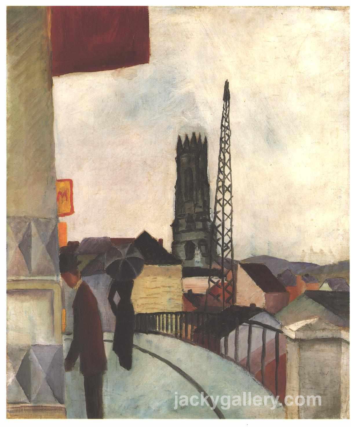 Catedral of Freiburg in the Switzerland, August Macke painting